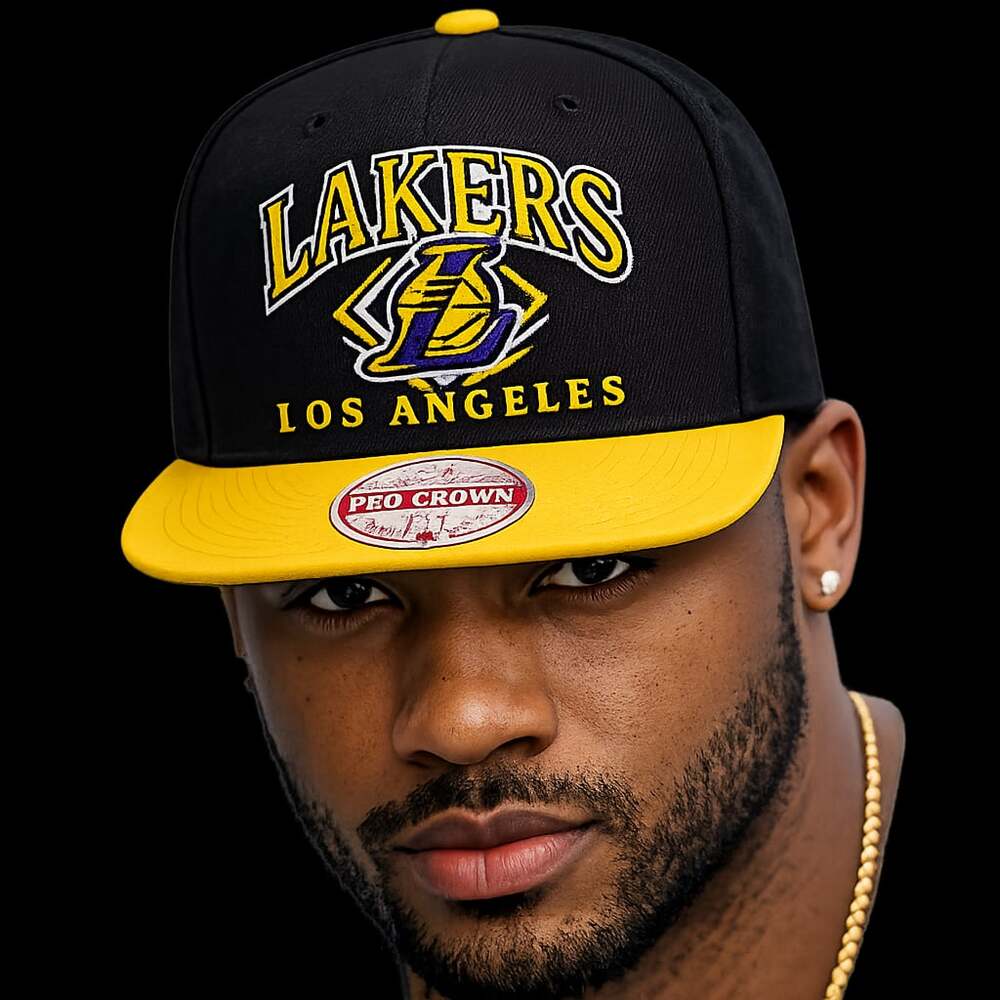 Black Los Angeles Lakers High Crown All Pro Classic Snapback Hat,